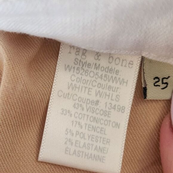 Rag & Bone Distressed White Skinny Full Length. Style - Capri 25 - Picture 4 of 9